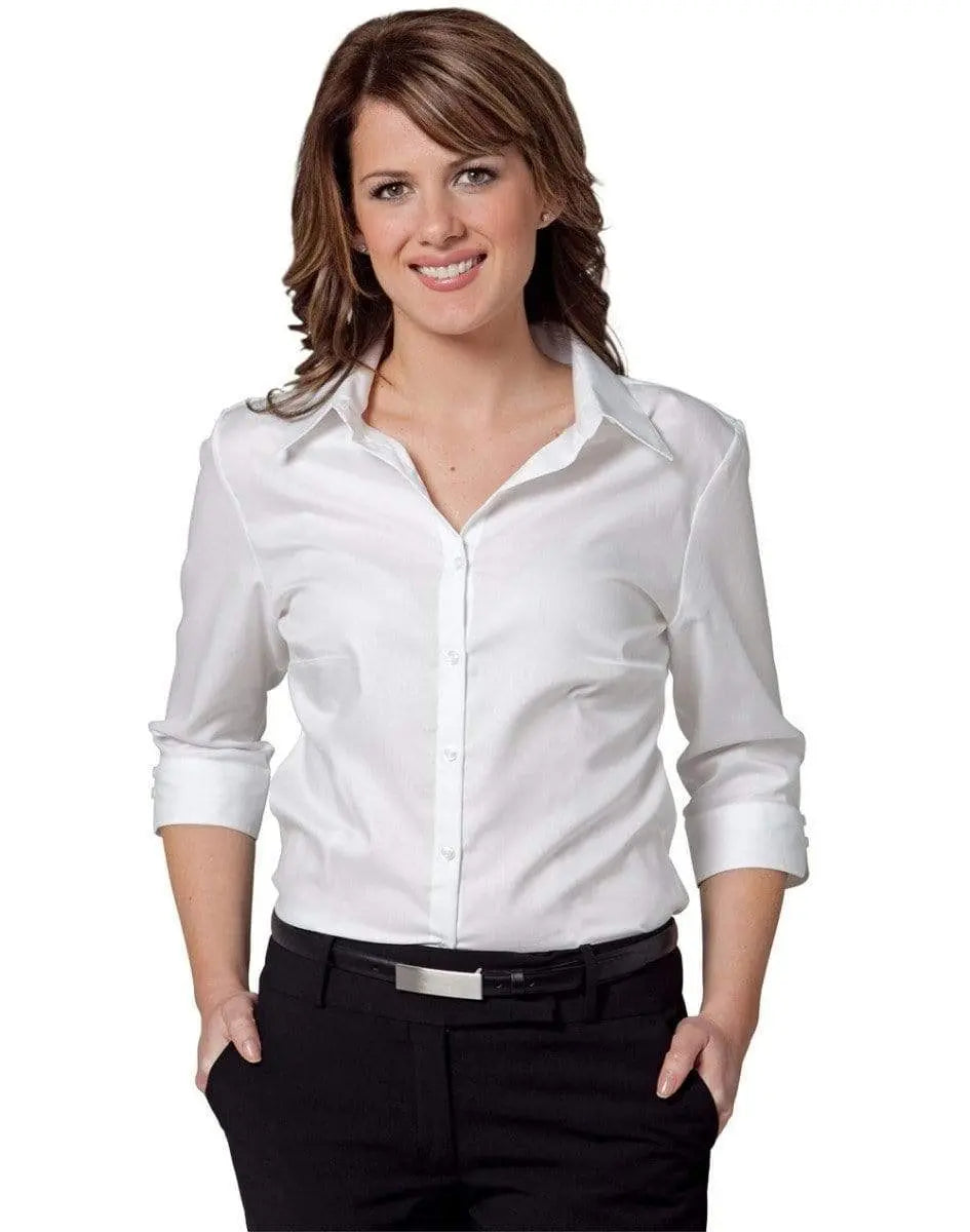 BENCHMARK Women's Mini Herringbone 3/4 Sleeve Shirt M8113 Corporate Wear Benchmark